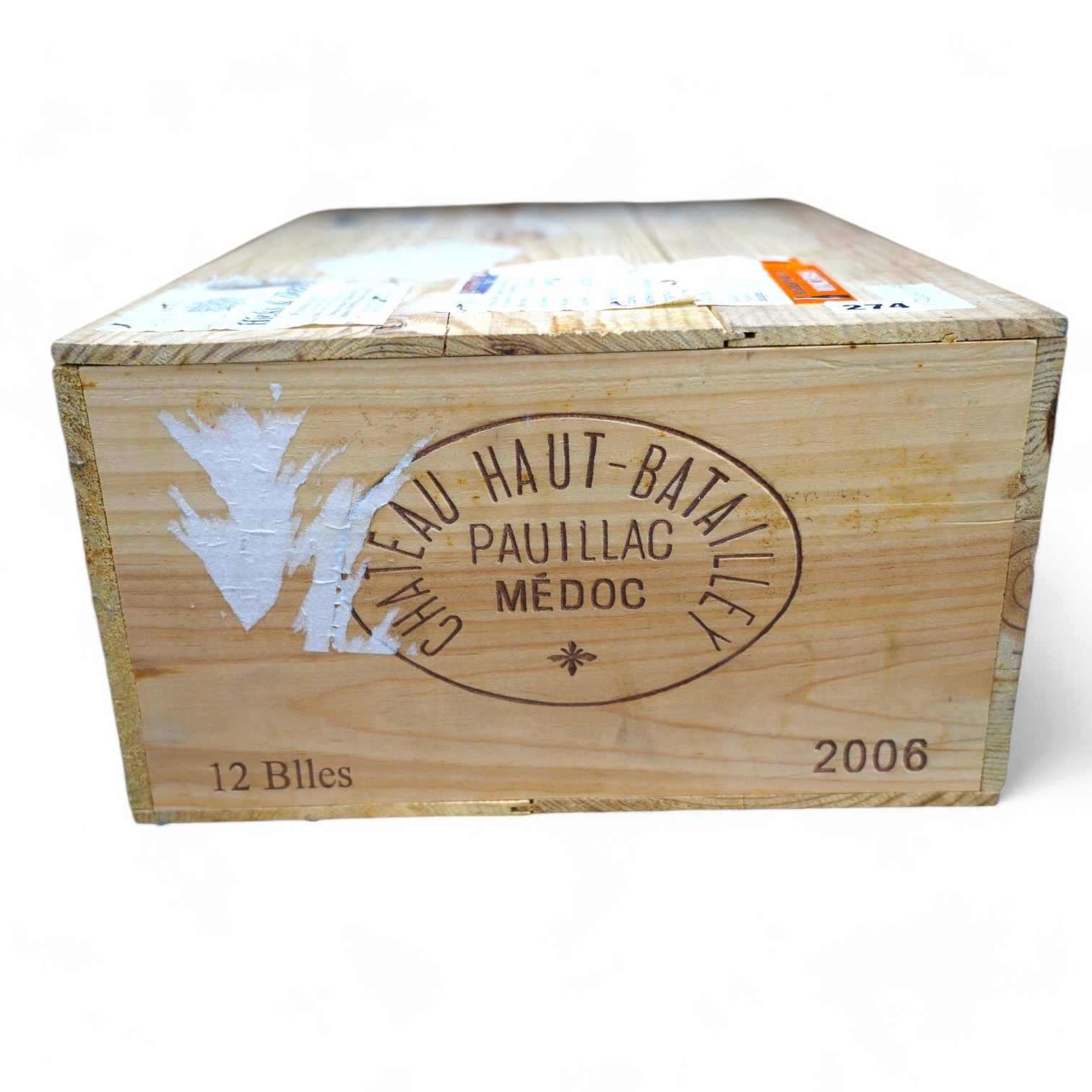 A sealed case of twelve bottles of Chateau Haut Batailley 2006. Condition - good